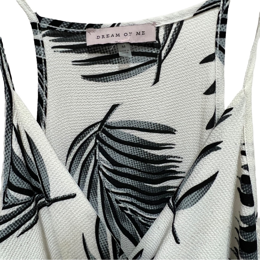 Womens Palm Leaf Wrap Midi Dress Medium Tropical Beach Vacation Resort Tie Waist - Picture 4 of 17